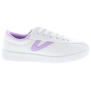 Tretorn Nylite Canvas White and Purple Lace up Sneakers
